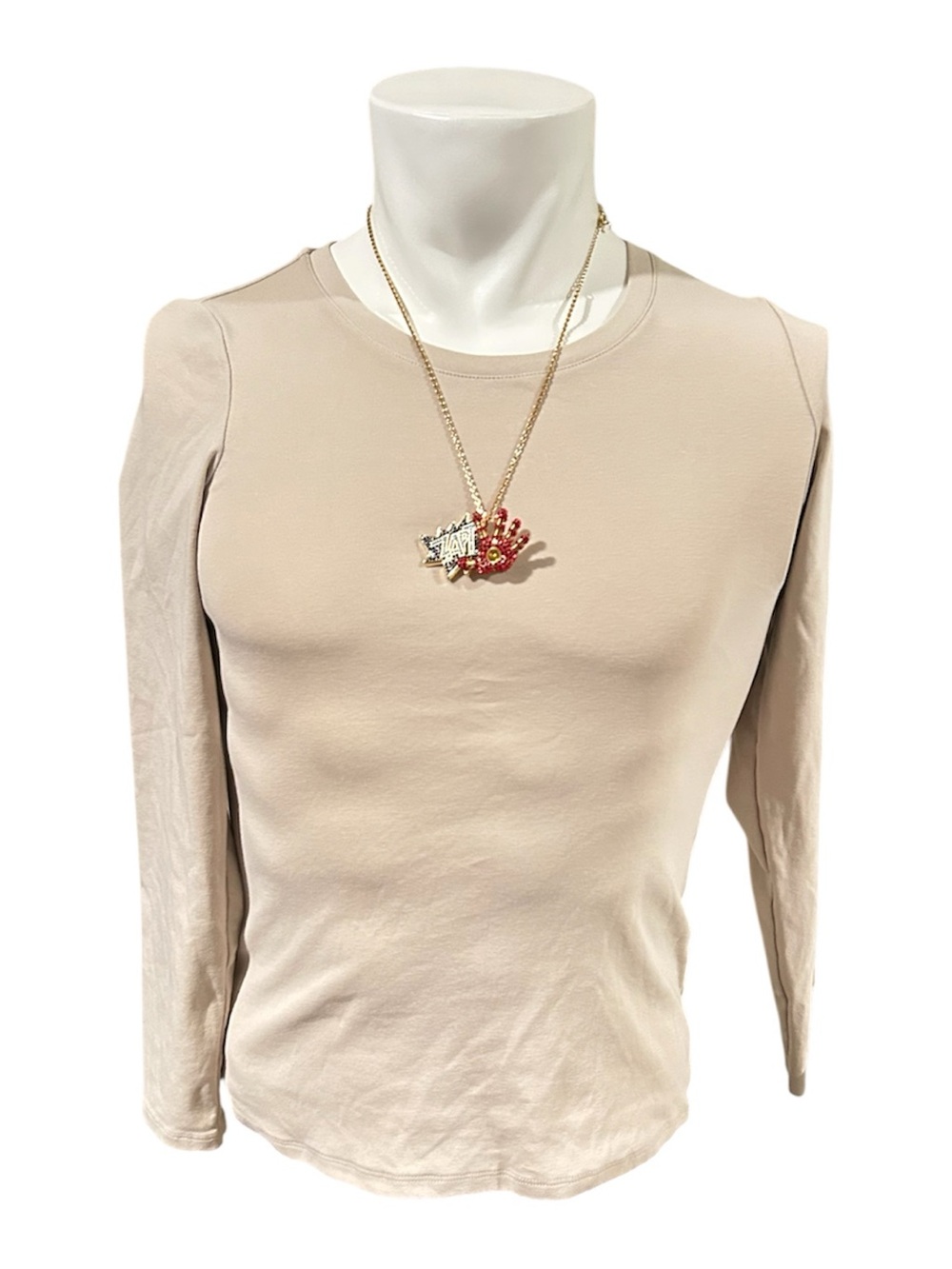 Uniqlo Women's Long Sleeve Crewneck Top in Light Beige